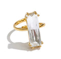 Anillo cristal rectangular largo dorado