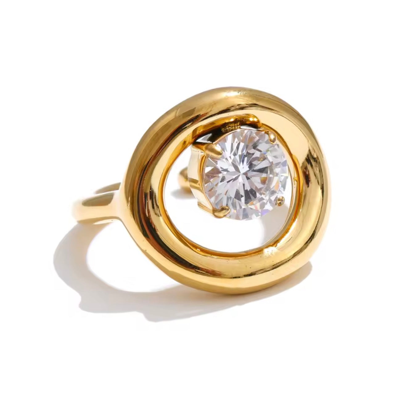 Anillo O ajustable con cristal dorado