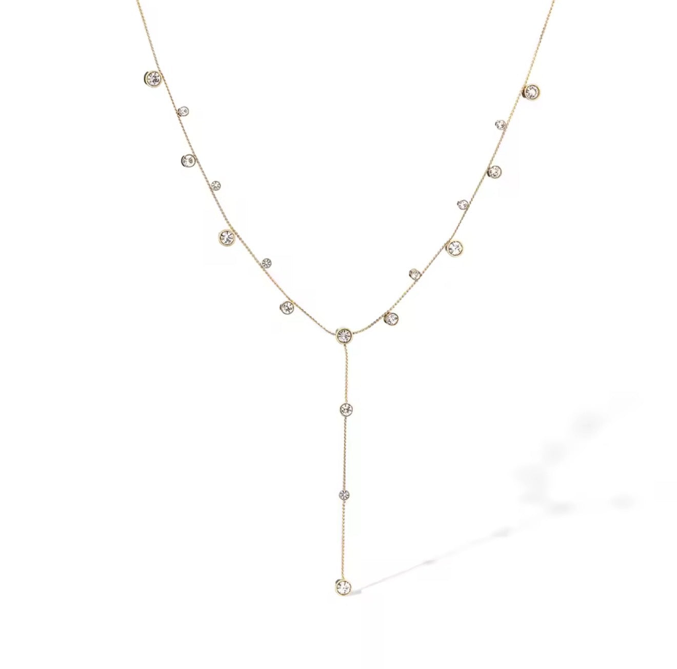 Collar largo cristales circulares