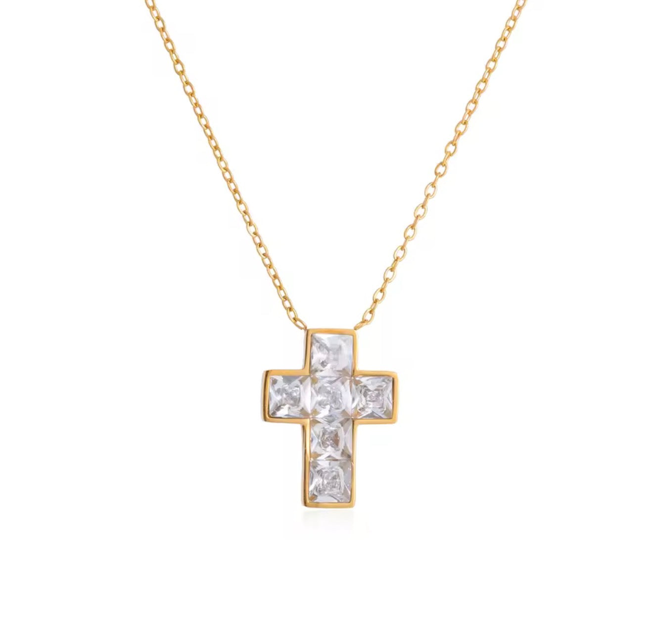Collar de cruz con cristales