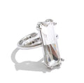 Anillo cristal rectangular largo plateado