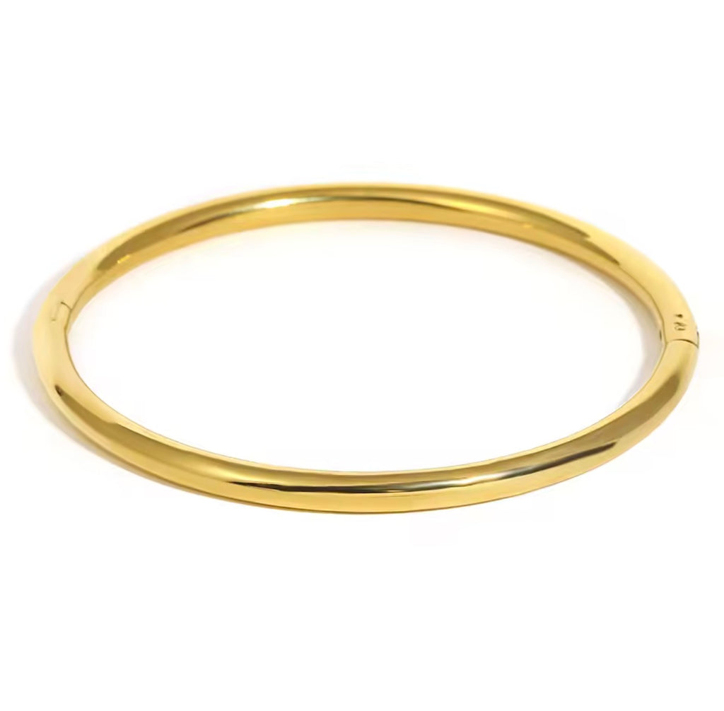 Pulsera rígida plateada y dorada delgada