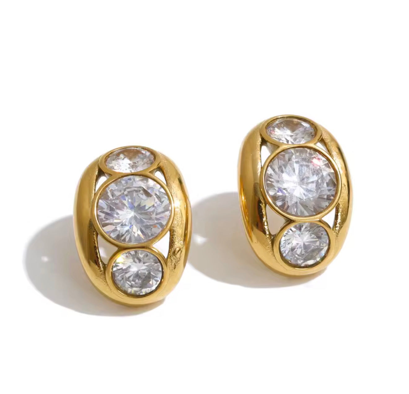 Aretes con cristales triples circulares