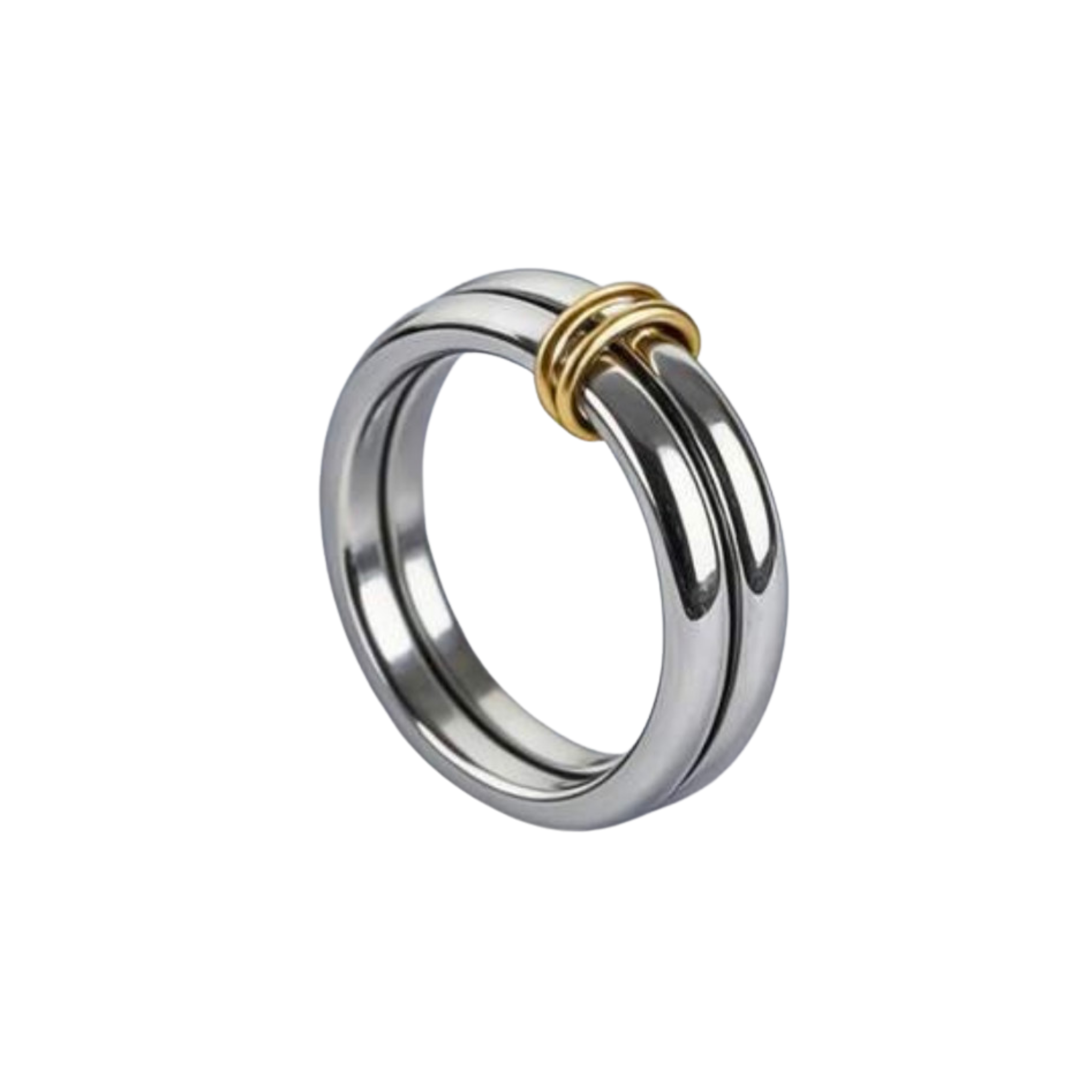 Anillo doble con aritos dorados