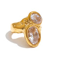 Anillo chunky irregular con cristales circulares dorado