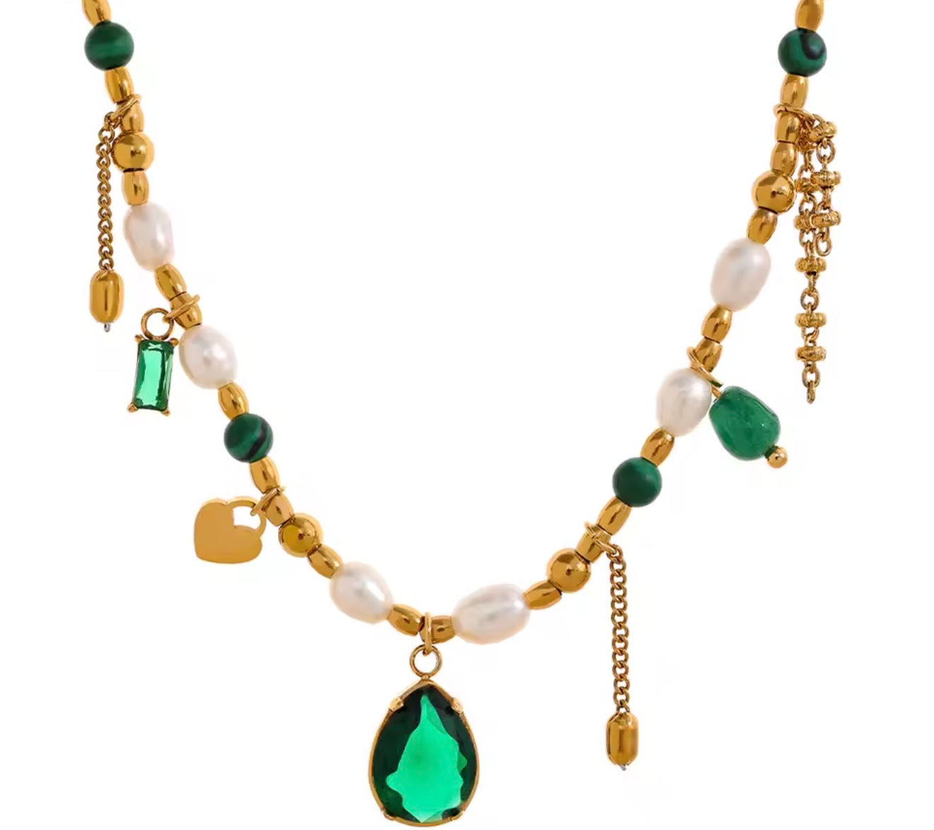 Collar con cristales verdes