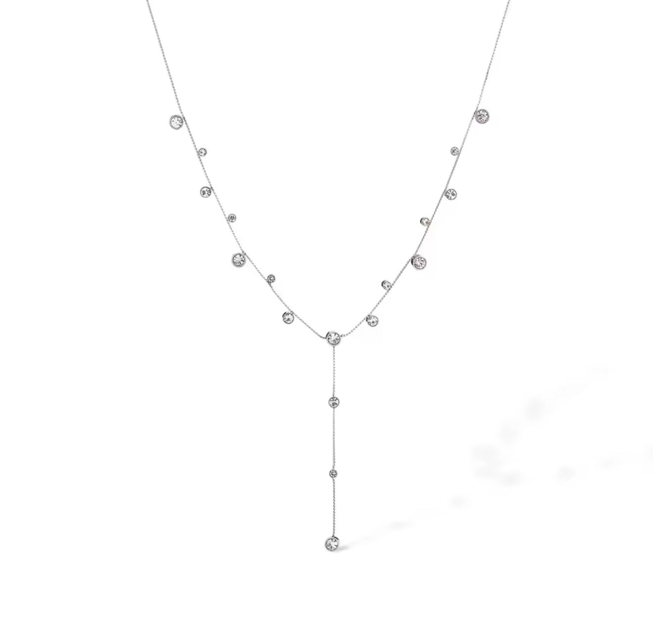 Collar largo cristales circulares