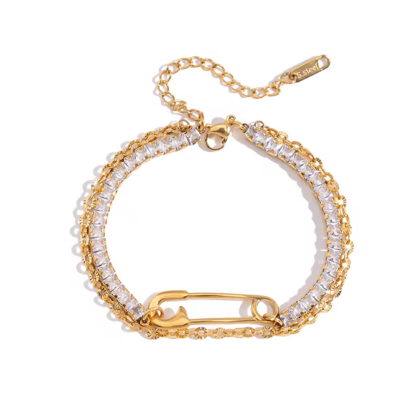 Brazalete doble con seguro y cristales
