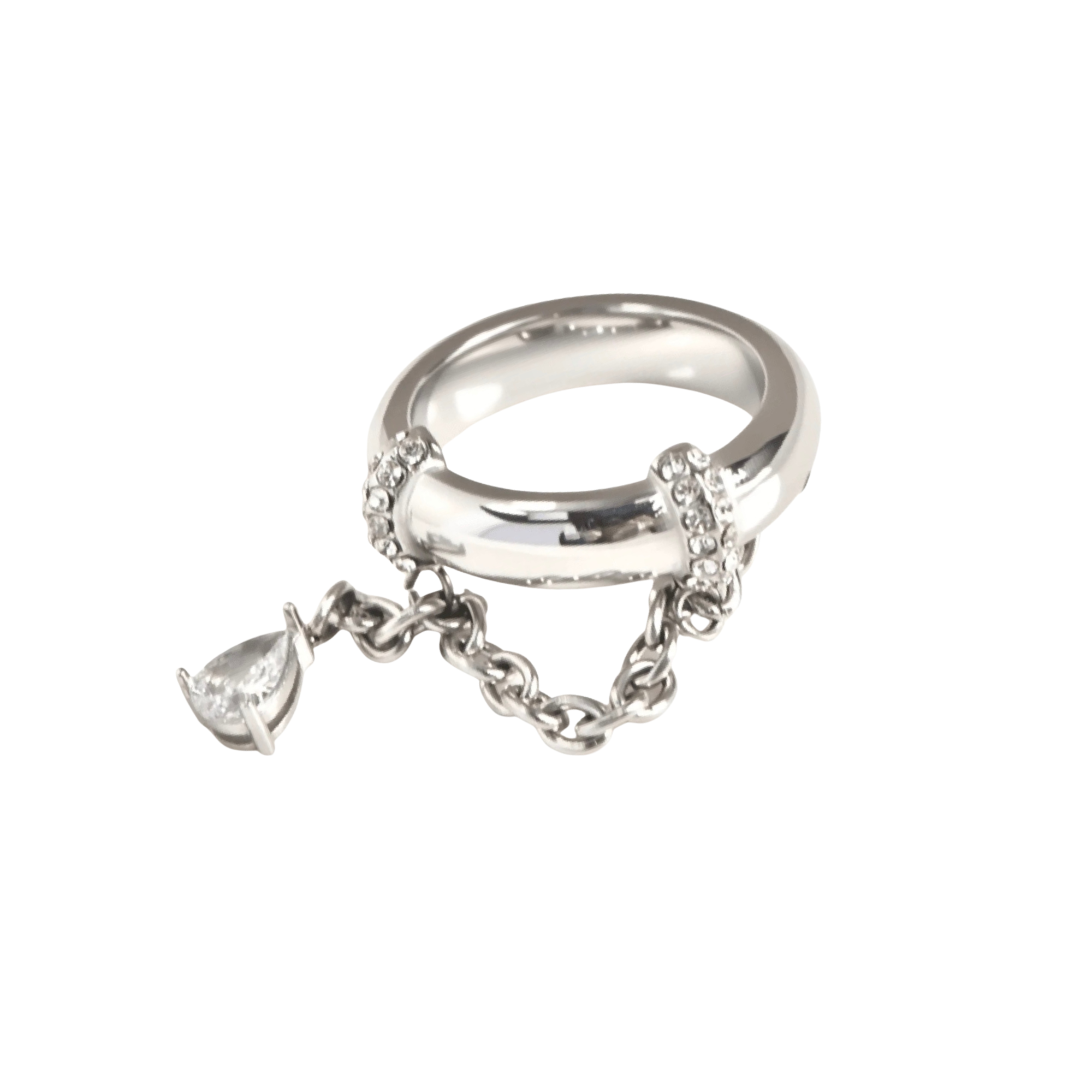 Anillo con cadenita colgante de gota
