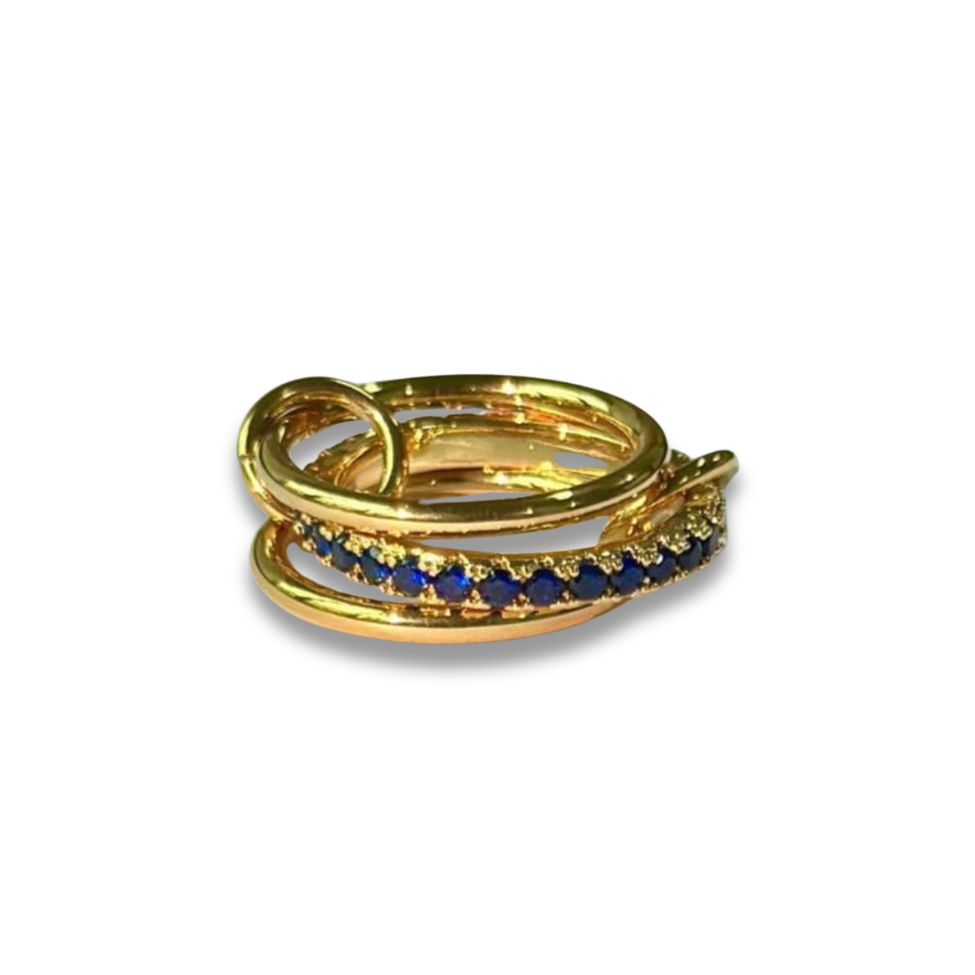 Anillo triple con churumbela azul