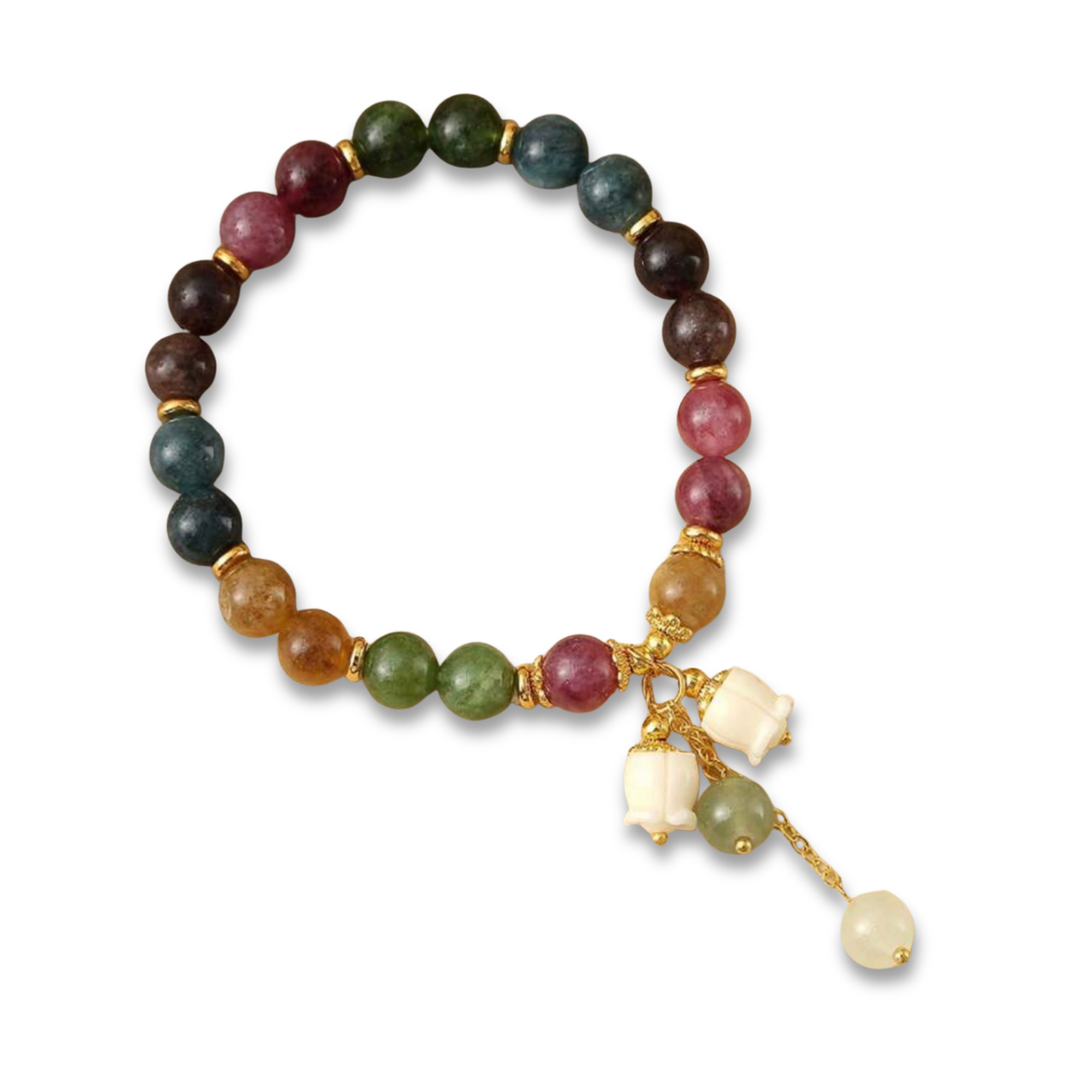 Pulsera de cuentas de colores con tulipanes