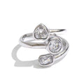 Anillo triple cristal con corazoncito plateado ajustable