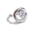 Anillo O ajustable con cristal plateado