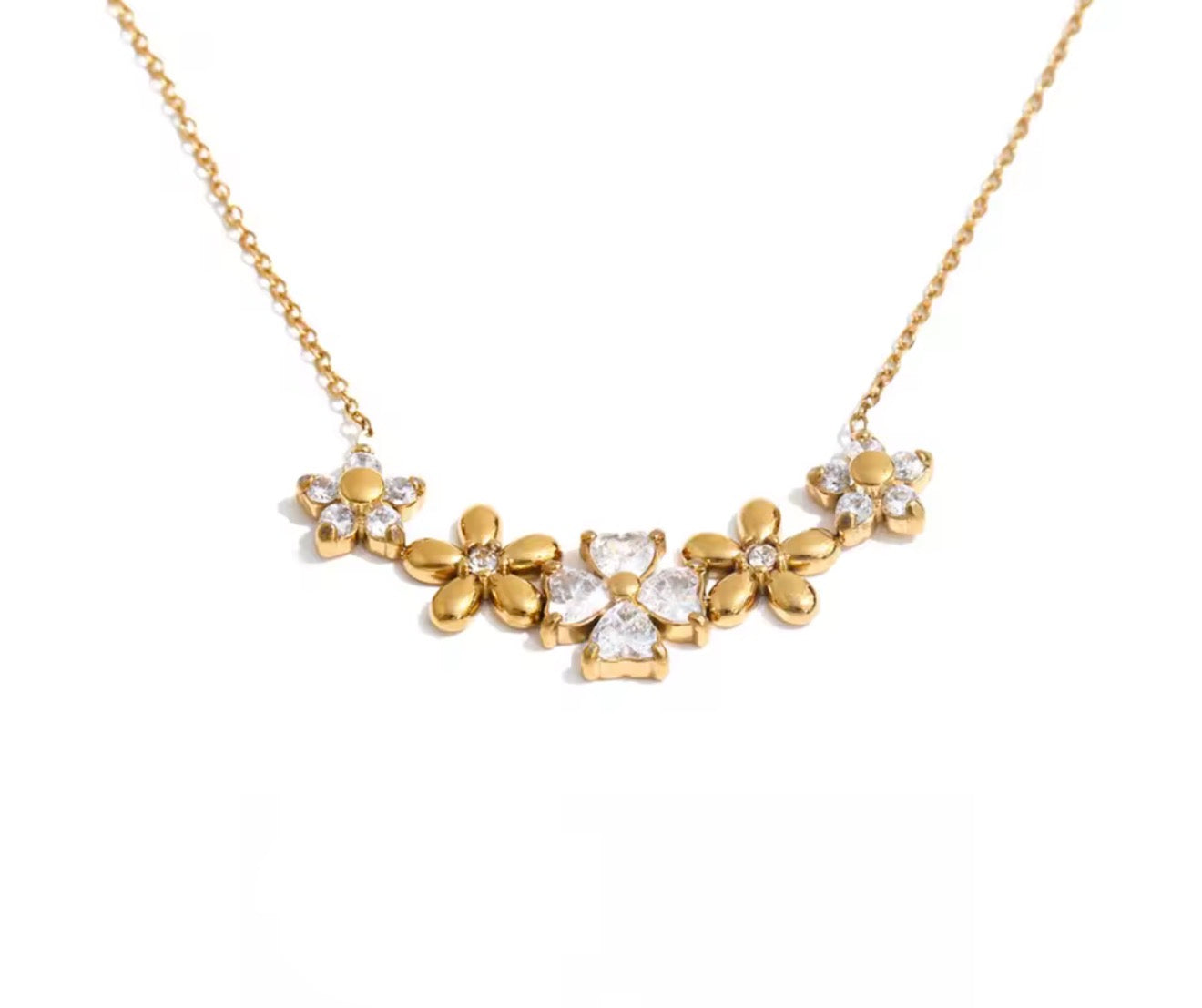 Collar flores con cristales