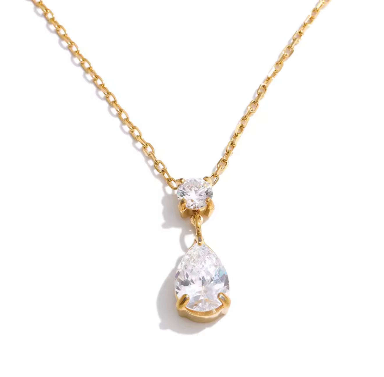 Collar gota cristal colgante dorado y plateado