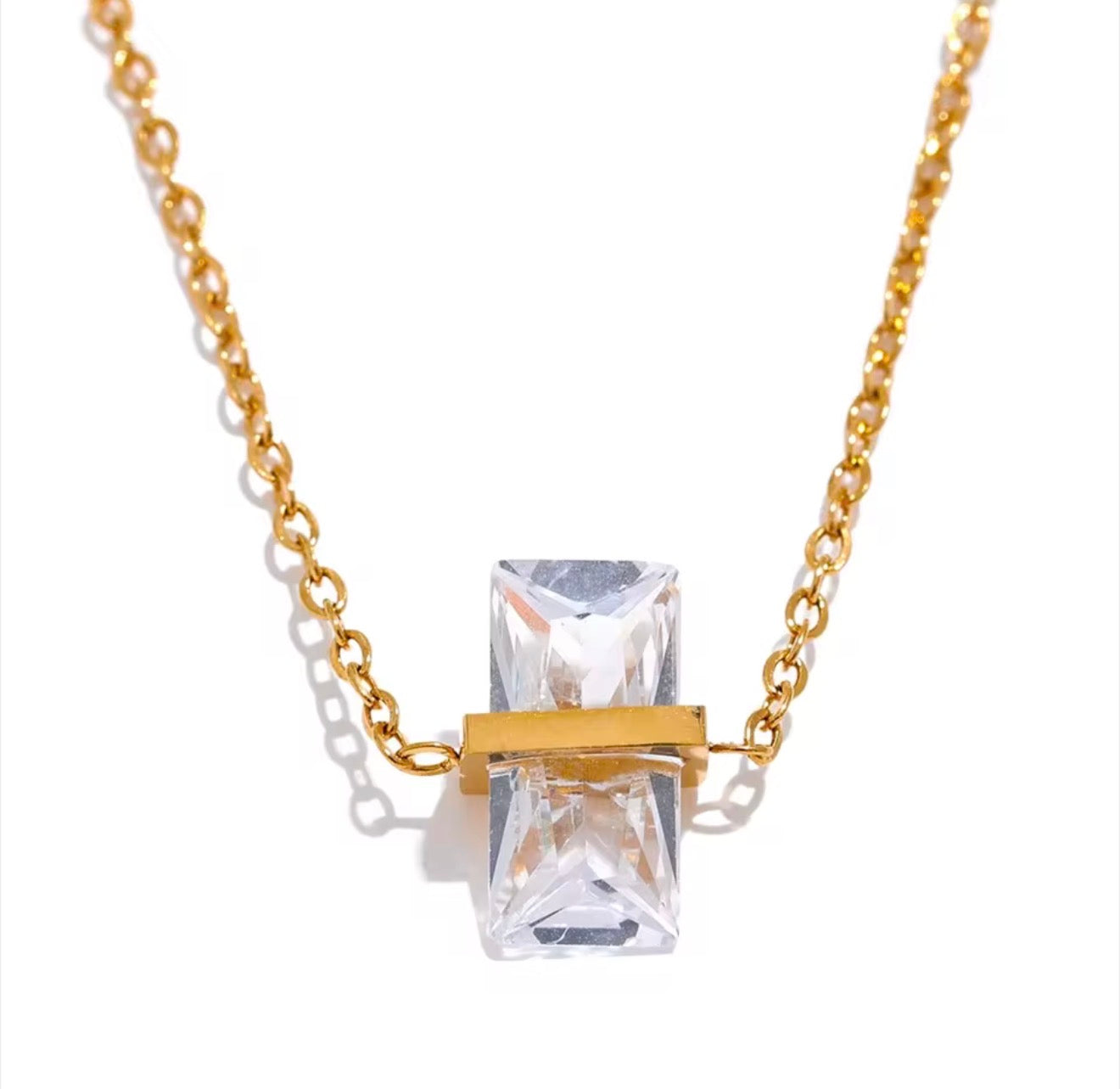 Collar de cristal rectangular