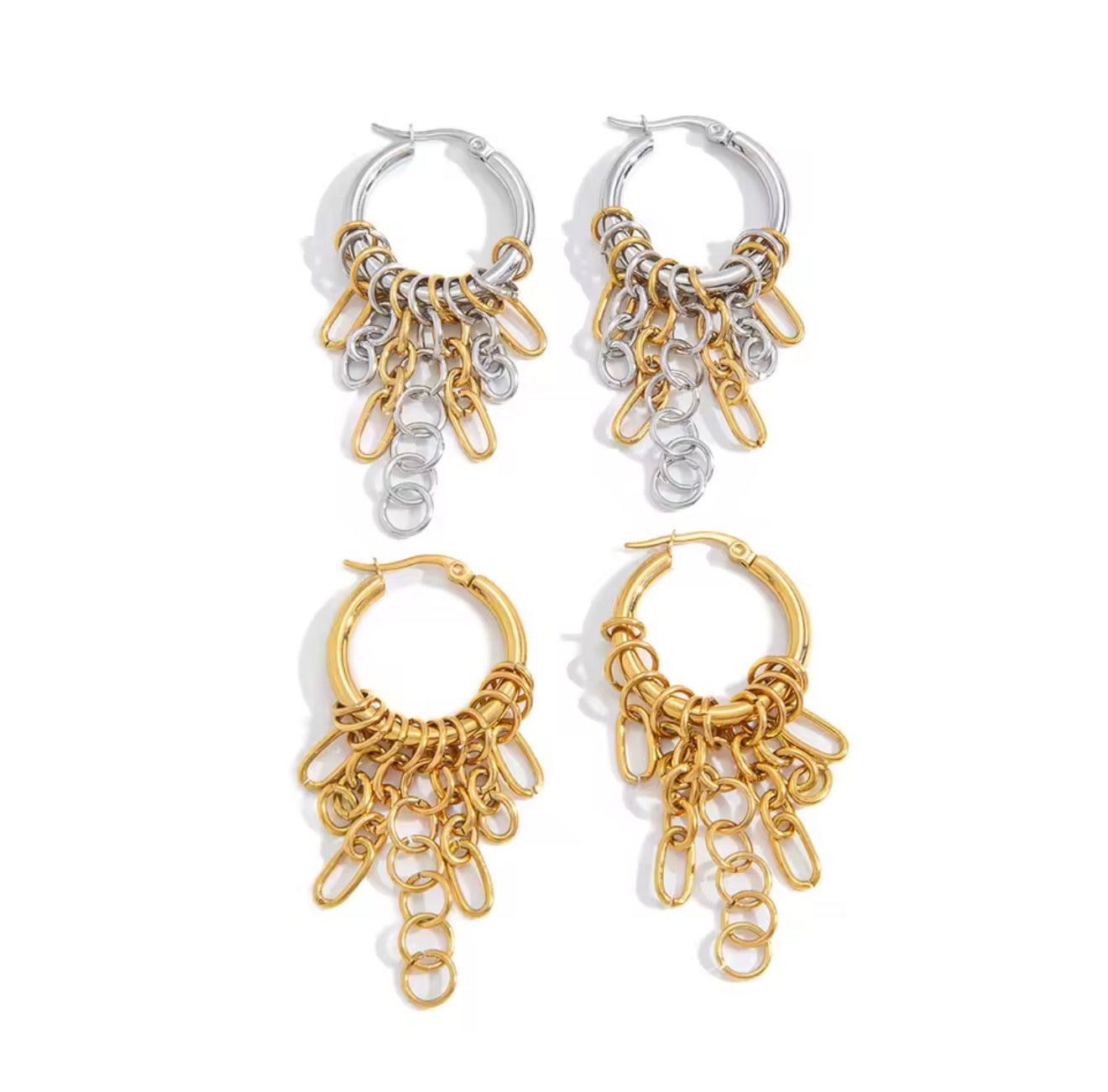 Hoops con cadenitas colgantes