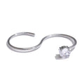 Anillo doble ajustable con cristal plateado