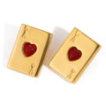 Aretes en forma de carta con corazones rojo
