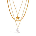 Collar triple luna y estrella