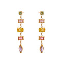 Aretes colgantes con cristales de colores