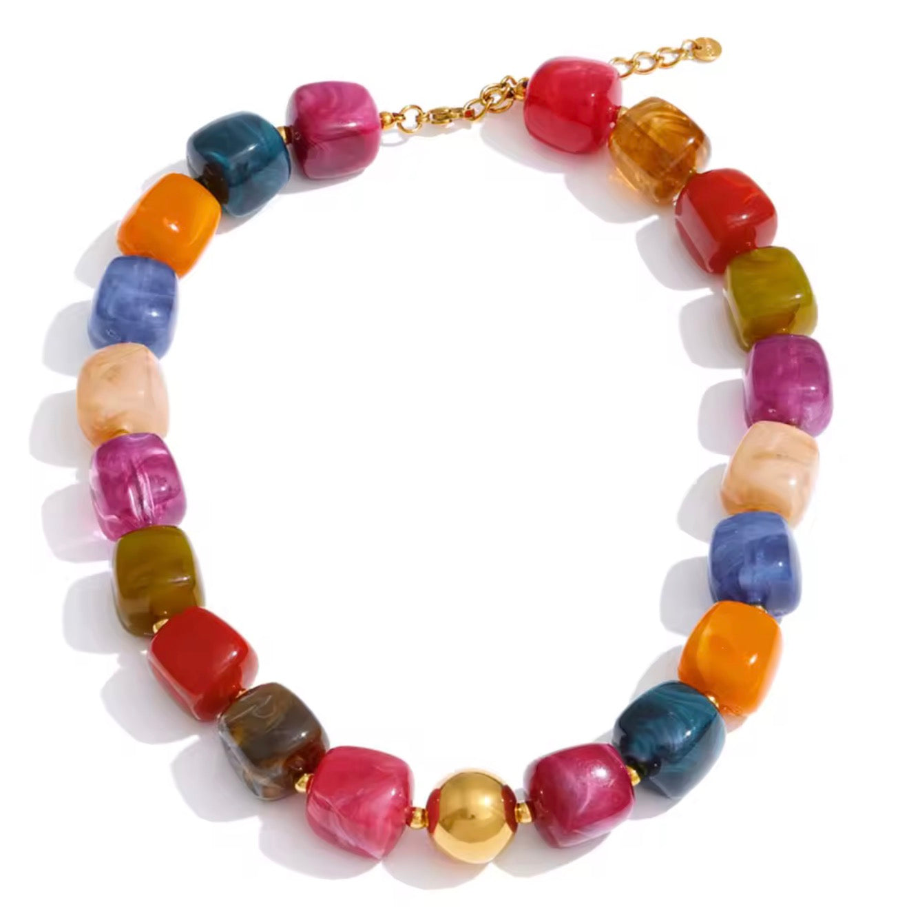 Collar cuentas cubos multicolor