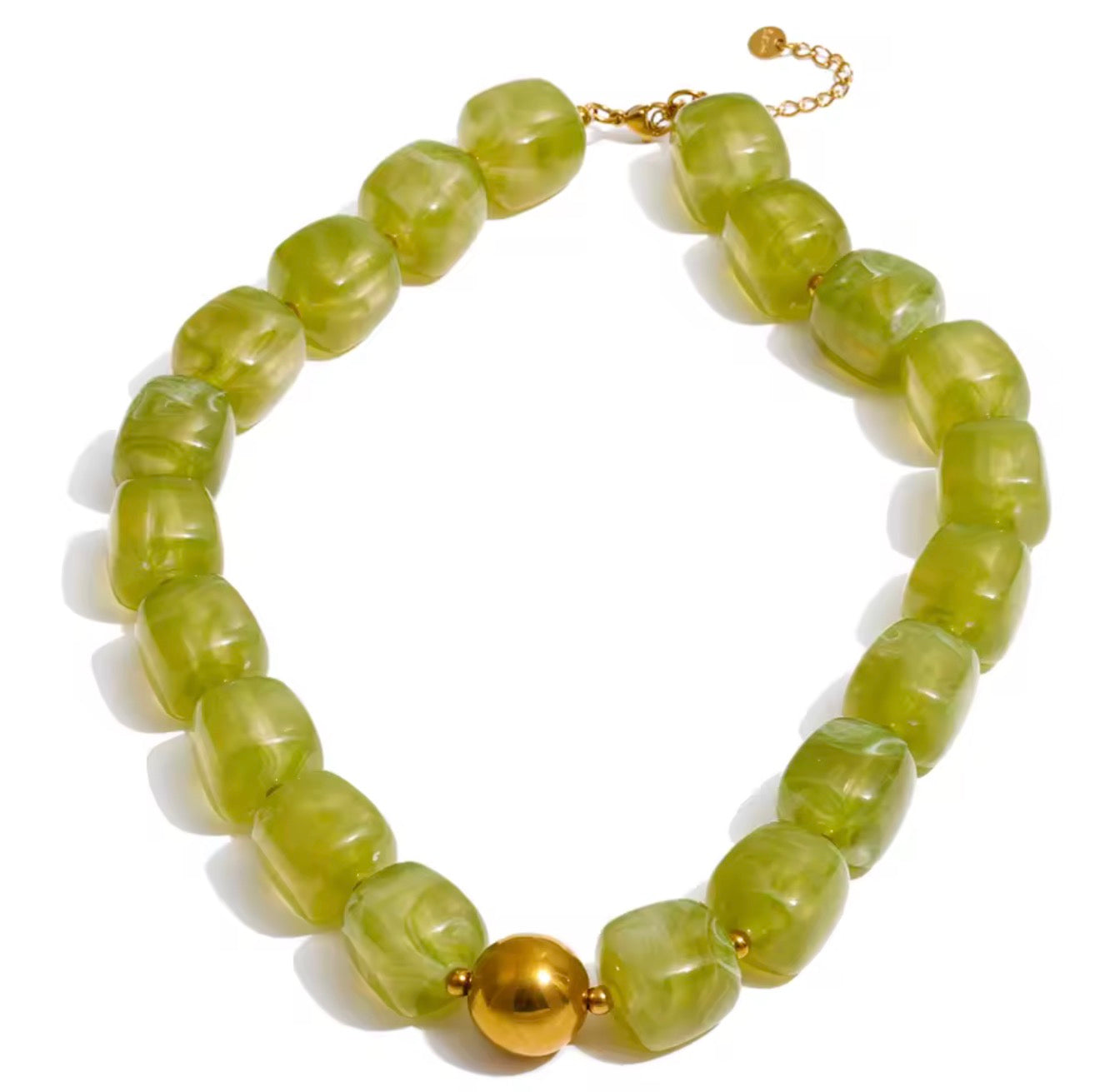 Collar cuentas cubos color verde