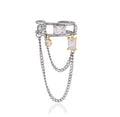 Anillo cadenas y cristales colgantes ajustable plateado