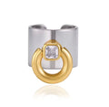 Anillo chunky con aro y Cristal central bicolor