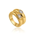 Anillo doble chunky de cristal doble circular