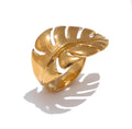 Anillo forma de hoja dorado ajustable