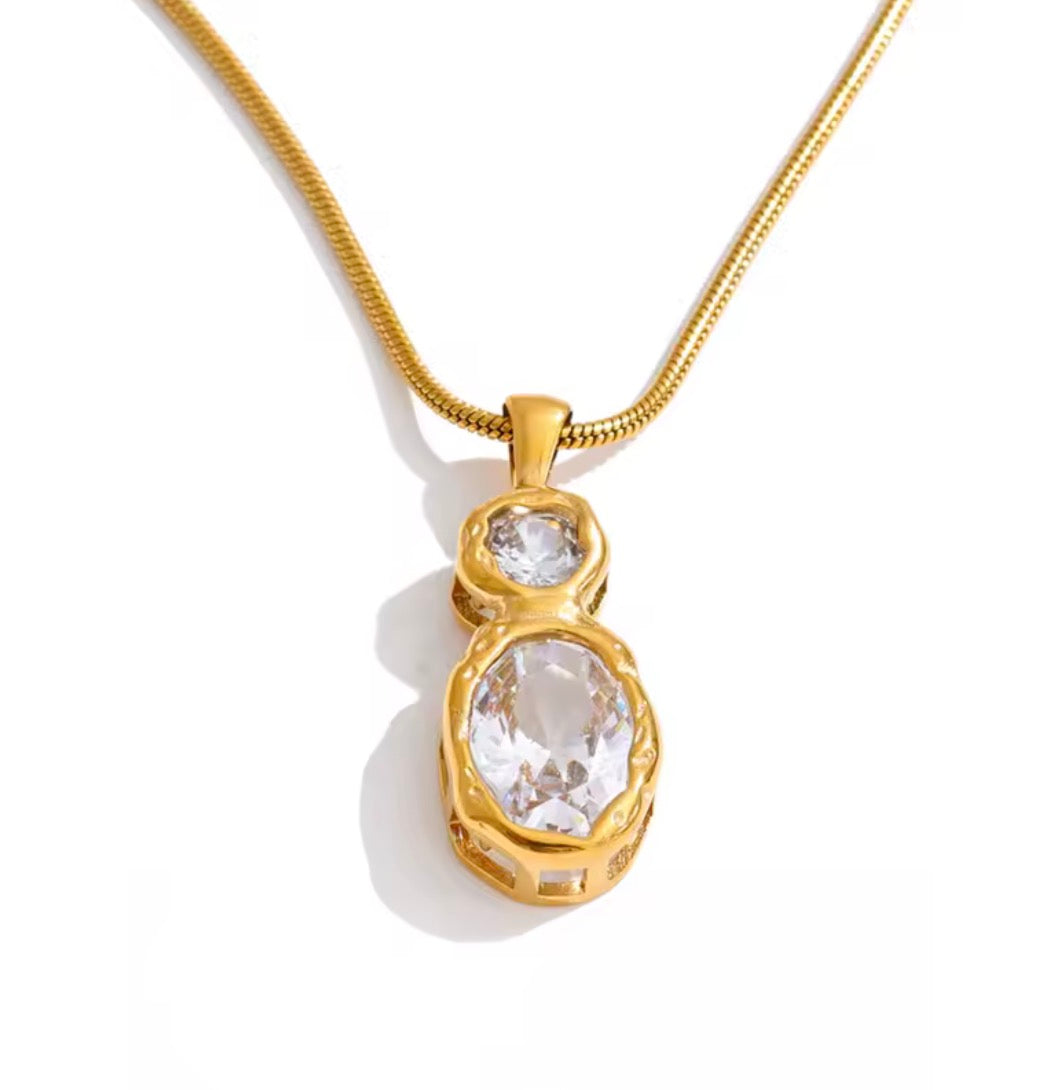 Collar irregular cristal doble dorado