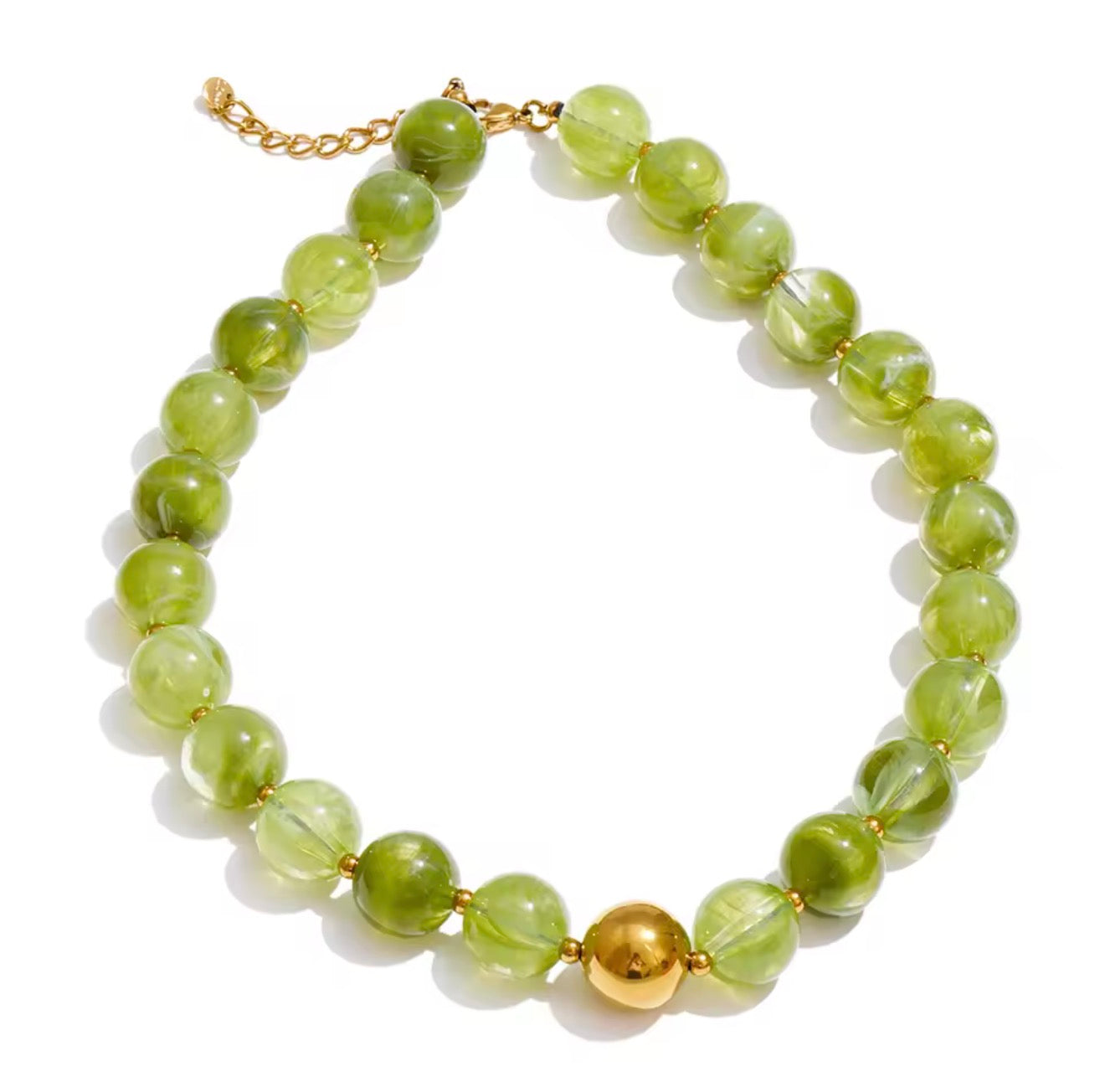 Collar cuentas redondas color verde