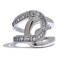Anillo plateado enlazado chunky con cristales ajustable