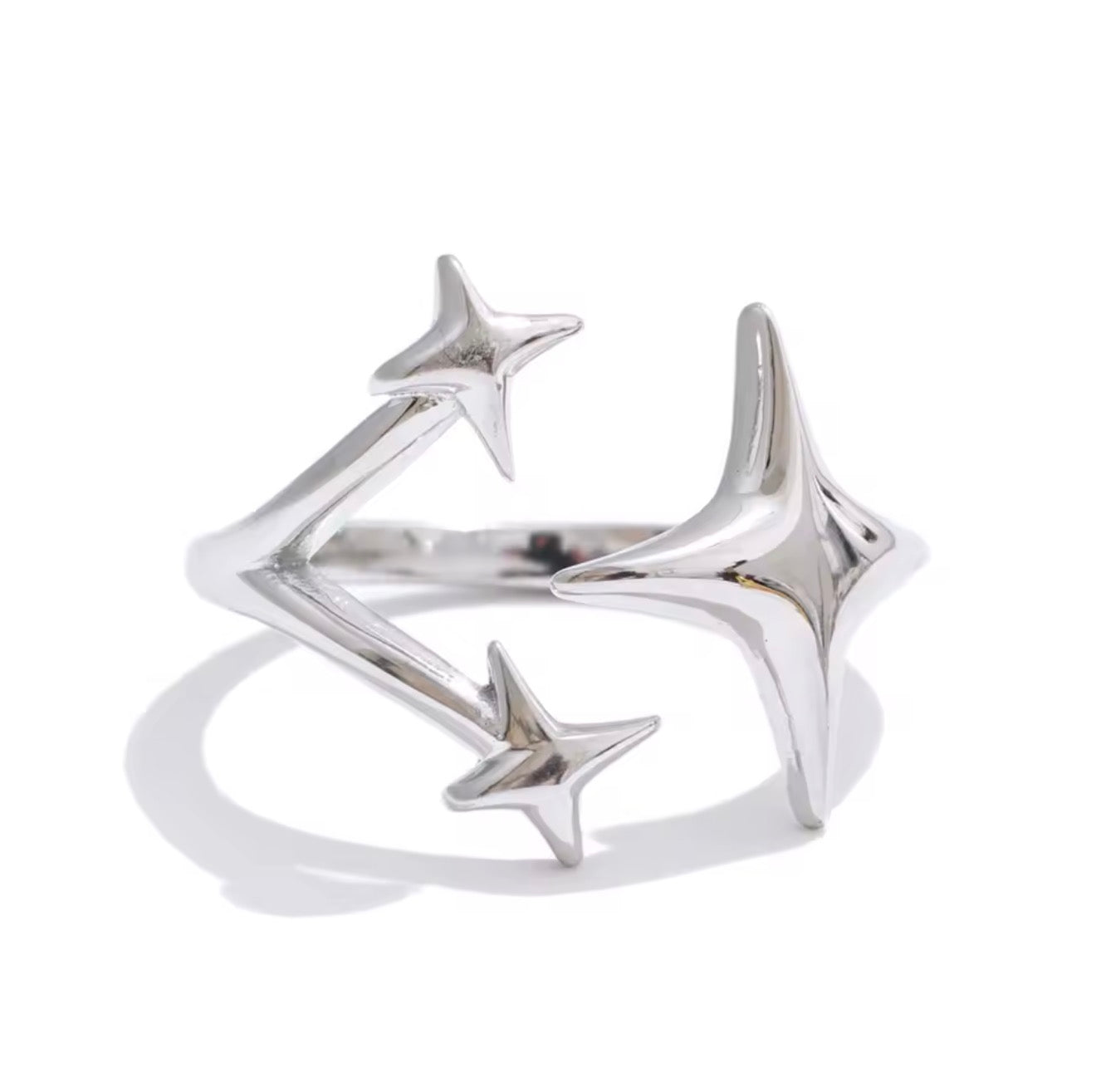 Anillo destellos plateado