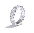 Anillo full cristales triangulares plateado