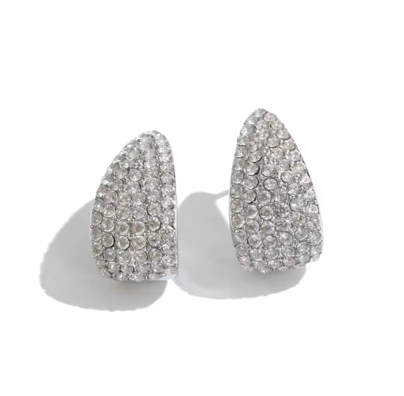 Aretes gota full de cristales plateados