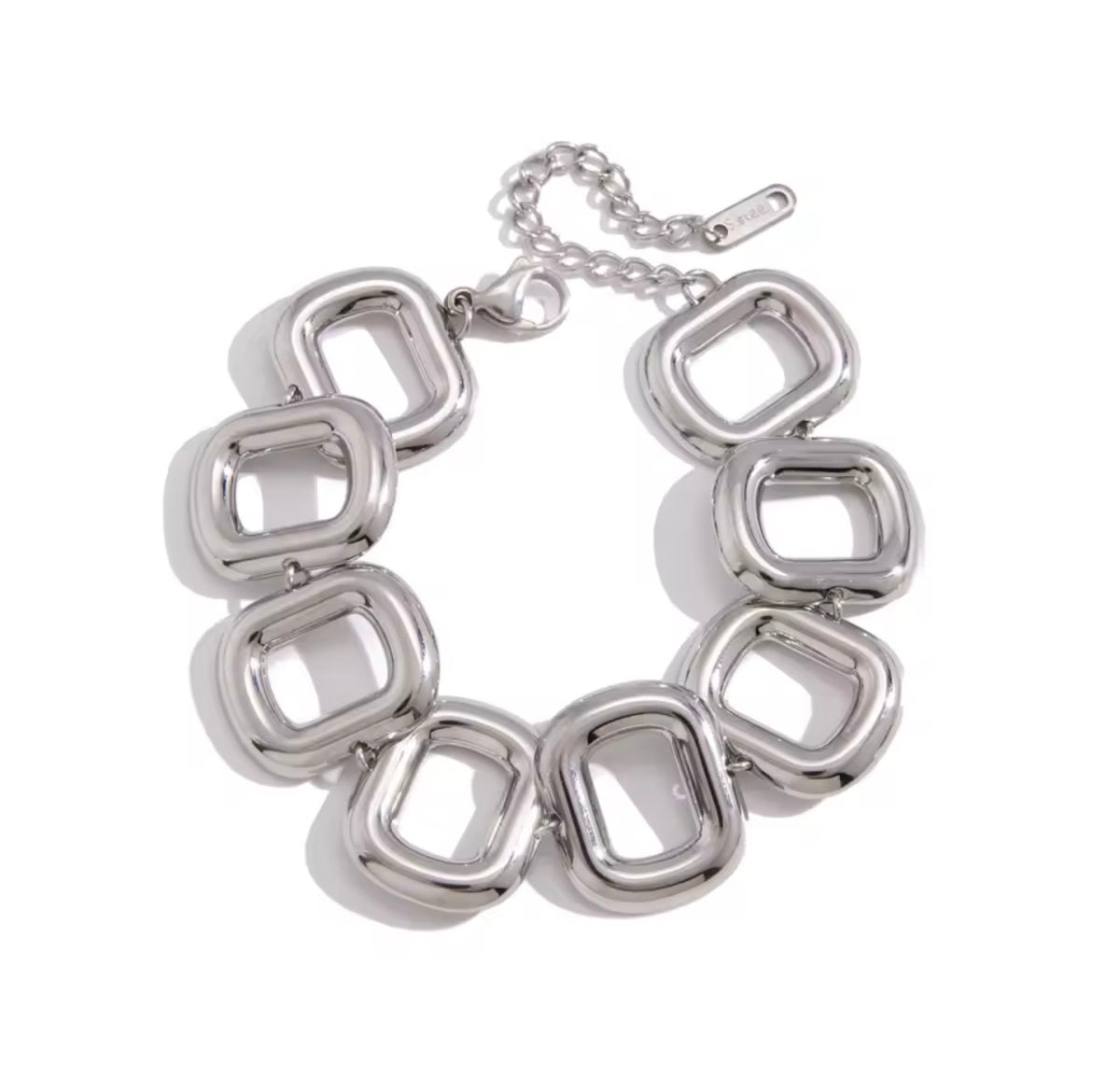 Pulsera de rectángulos plateado