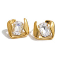 Aretes contorno dorado y cristal central grande