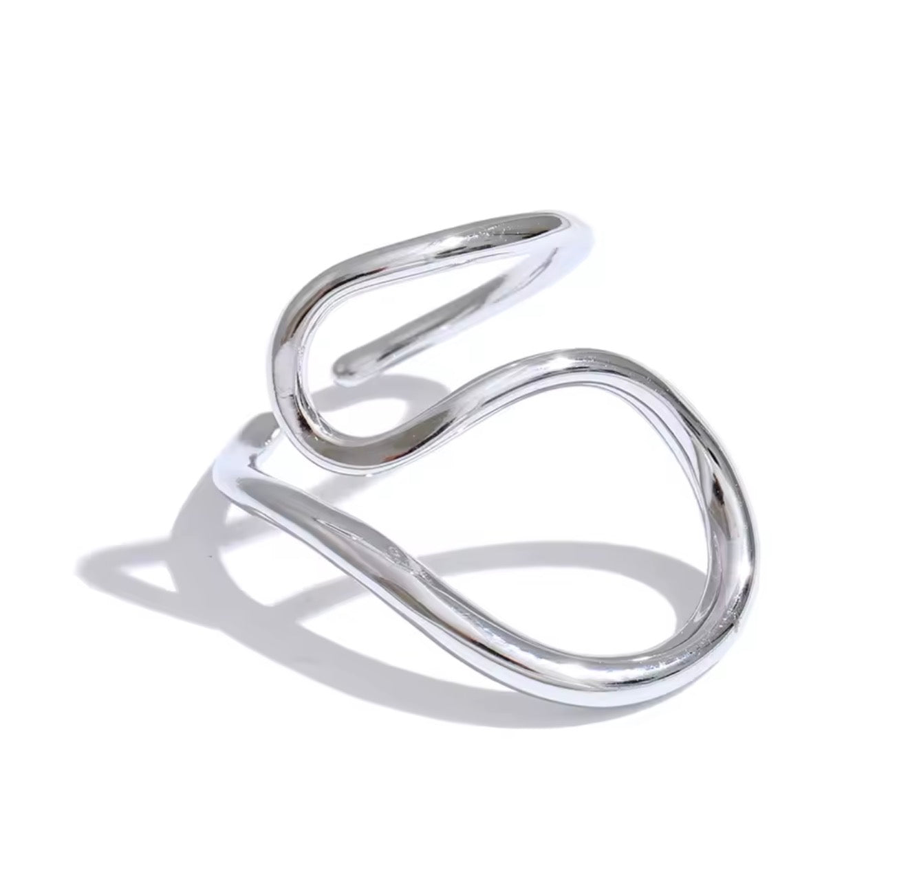 Anillo geométrico ajustable plateado
