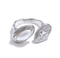 Anillo abierto perla con cristal ajustable plateado