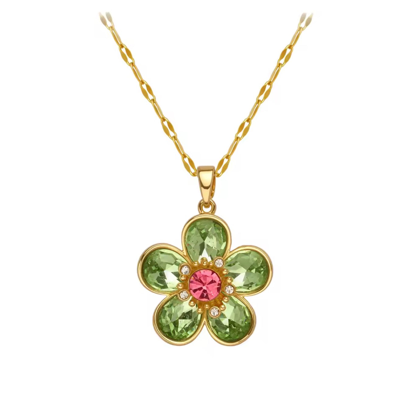 Collar flor cristal verde