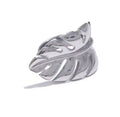 Anillo ajustable en forma de hoja plateado