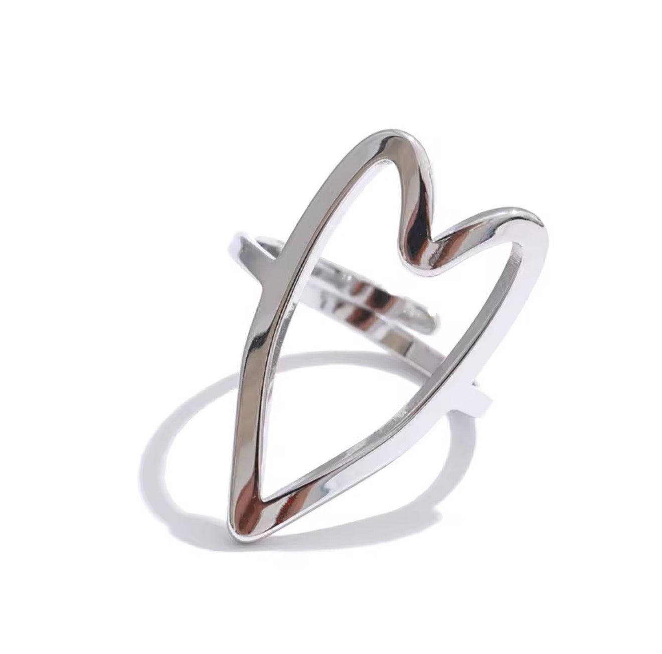 Anillo silueta de corazón ajustable plateado
