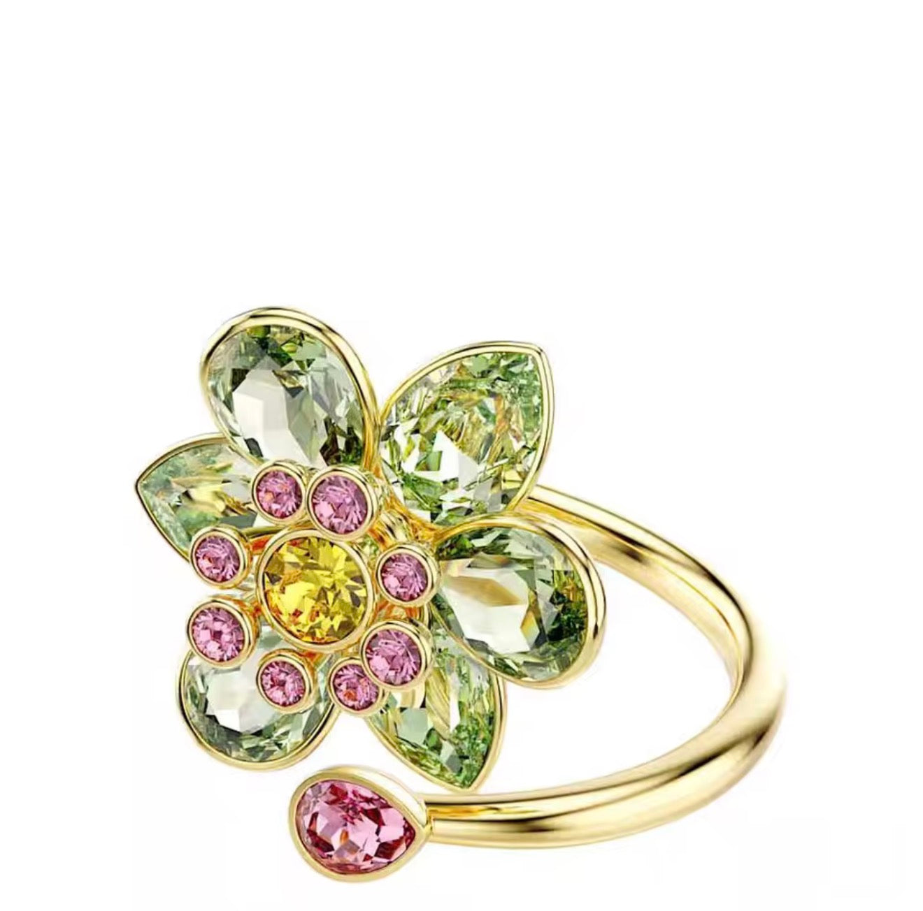 Anillo de cristales en forma de flor