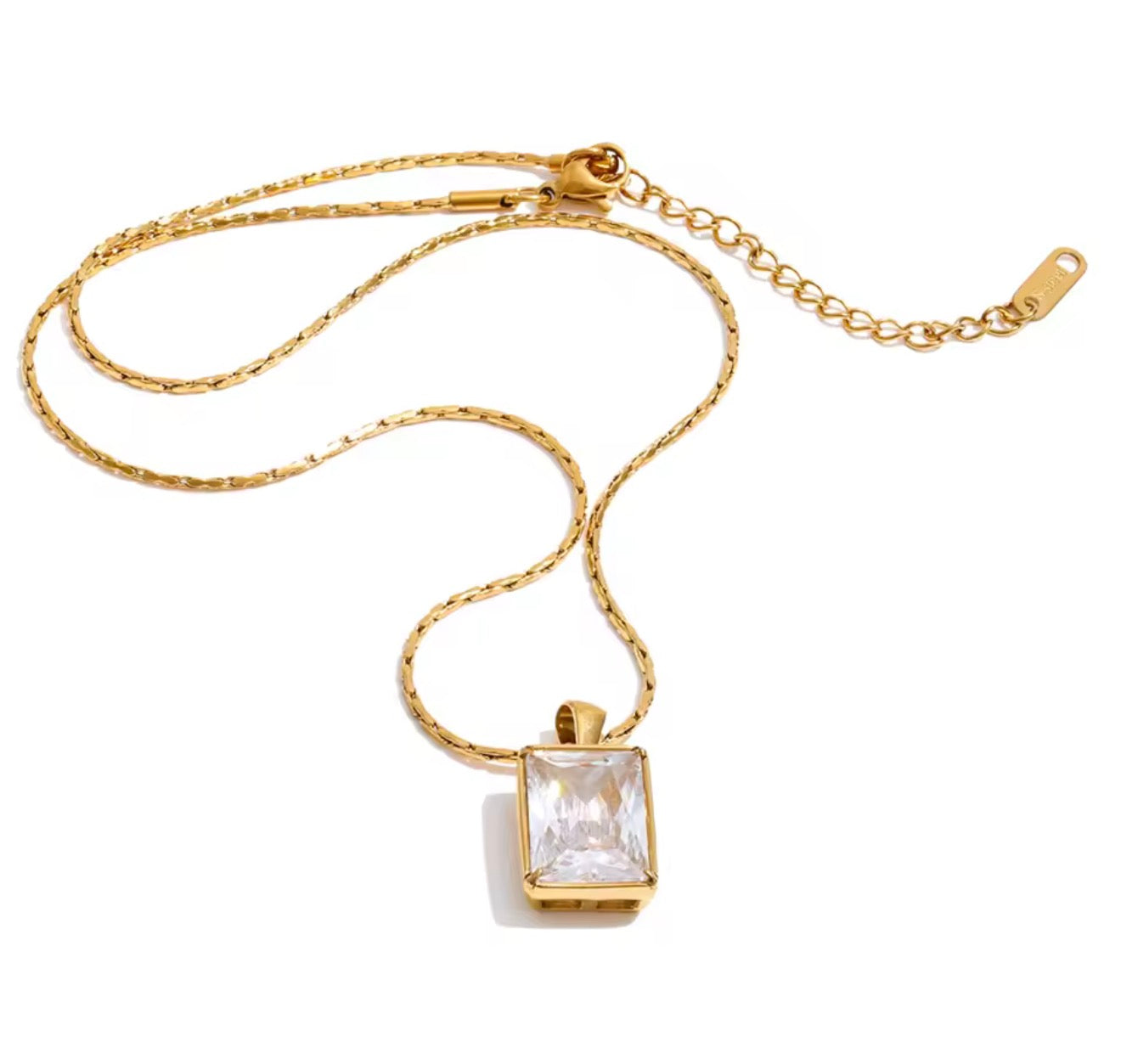 Collar cristal rectangular mediano dorado