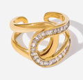 Anillo dorado enlazado chunky con cristales