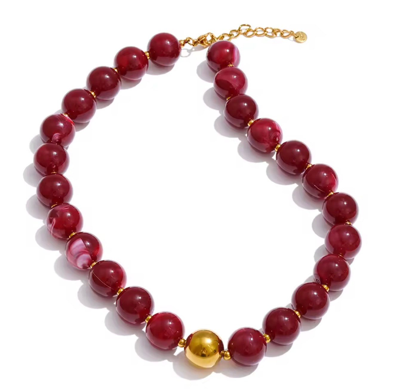 Collar cuentas redondas color fresa