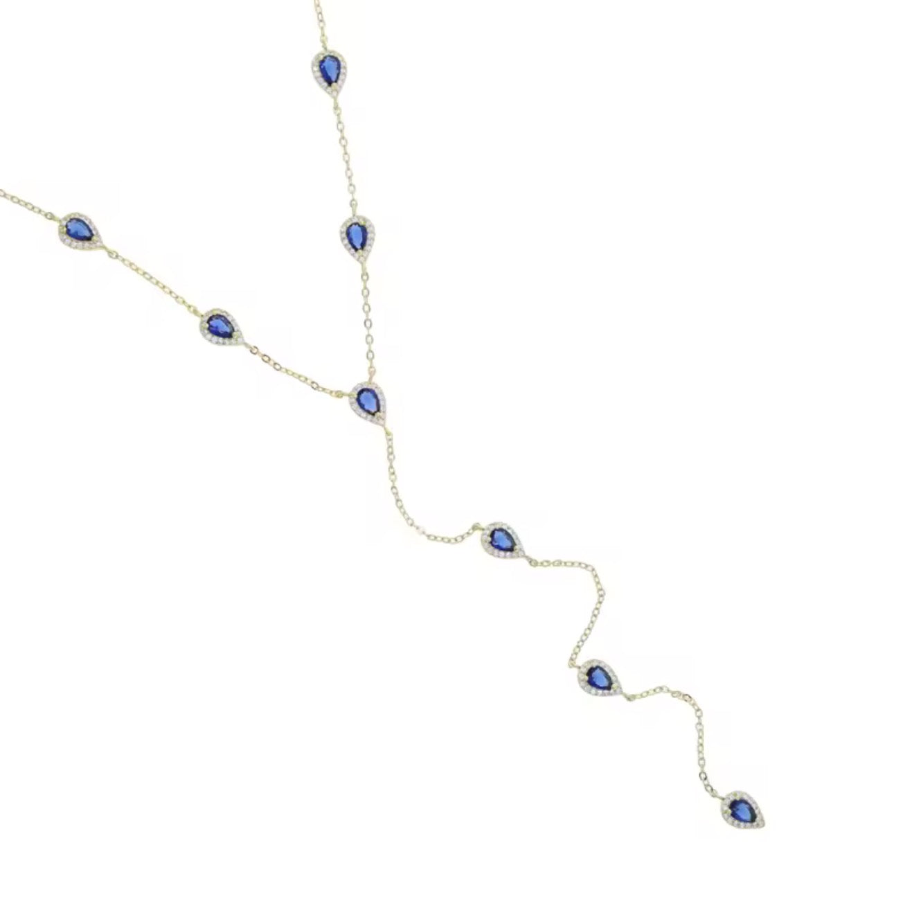 Collar largo de cristales azules