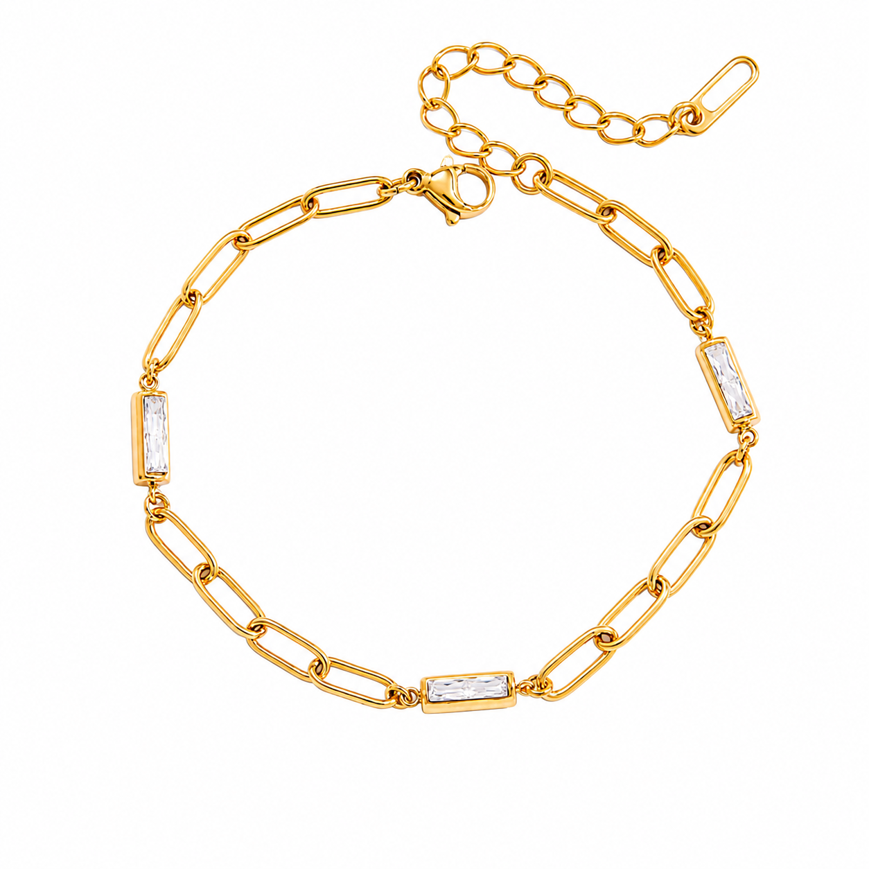 Brazalete de eslabones con cristales rectangulares